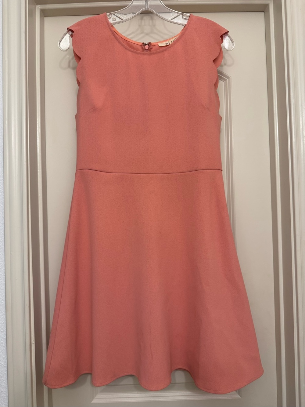 Coral Scalloped Sleeve Dress